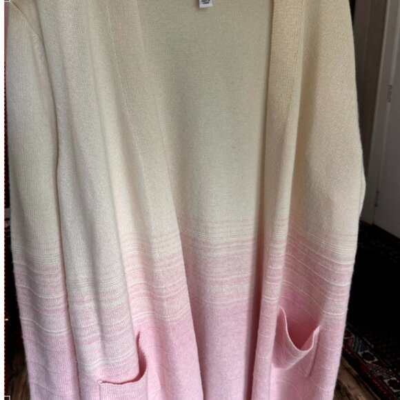 Isaac Mizrahi 100% Cashmere Pink Ombré Cardigan - Picture 2 of 6